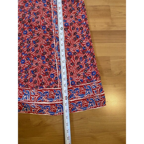 Fat Face Smocked Floral Midi Dress Size 16 Sleeveless Ditzy Red Crinkle Boho - Picture 12 of 14